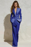White 2 Piece Notched Lapel Ruched Business Suits with Sash
