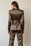 Gold Black Leopard Shawl Lapel 2 Piece Women Prom Suits
