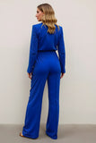 Royal Blue 2 Piece Satin Work Suits with Pockets