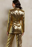 Sparkly Gold Sequin 2 Piece Peak Lapel Prom Suits
