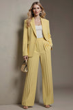 Yellow 2 Piece Peak Lapel Long Sleeves Business Suits