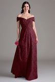 Eucalyptus A-Line Off The Shoulder Long Bridesmaid Dress
