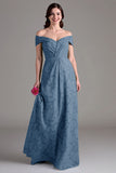 Eucalyptus A-Line Off The Shoulder Long Bridesmaid Dress