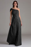 Navy One Shoulder A-Line Long Choir Dress