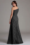 Navy One Shoulder A-Line Long Choir Dress