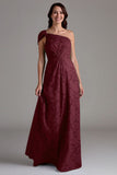 A-Line One Shoulder Ruched Eucalyptus Bridesmaid Dress