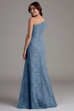 Navy One Shoulder A-Line Long Choir Dress