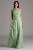 Navy One Shoulder A-Line Long Choir Dress