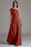 Navy One Shoulder A-Line Long Choir Dress