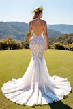 Mermaid Corset Ivory V Neck Lace Wedding Dress
