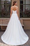 A Line Scoop Neck Ivory Beaded Wedding Dress