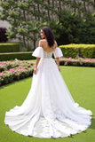 Ivory A Line Off The Shoulder Corset Wedding Dress