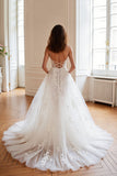Ivory A Line Spaghetti Straps Corset Wedding Dress