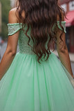 Tulle Mint Green Short Corset Graduation Dress with Appliques
