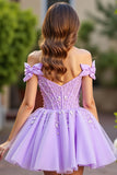 Sparkly Lavender Corset Tulle Short Graduation Dress with Sequins