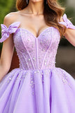 Sparkly Lavender Corset Tulle Short Graduation Dress with Sequins