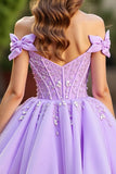 Sparkly Lavender Corset Tulle Short Graduation Dress with Sequins