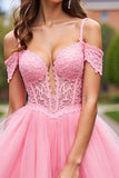 Corset Blush Tulle Cold Shoulder Short Graduation Dress with Appliques