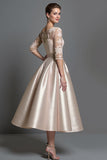 Apricot Satin A Line Mother Of The Bride Dress With Appliques