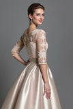 Apricot Satin A Line Mother Of The Bride Dress With Appliques