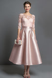 Apricot Satin A Line Mother Of The Bride Dress With Appliques