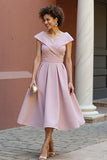 Dusty Rose A Line V Neck Mother Of The Bride Dress