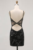 Sparkly Sequins Dark Green Bodycon Backless Corset Graduation Dress
