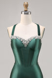 Corset Satin Bodycon Dark Green Graduation Dress