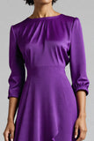A Line Plum Ruffled Midi Work Dress