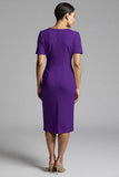 Simple Champagne Ruched Sheath Midi Work Dress