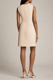 Champagne Satin Bodycon Short Work Blazer Dress with Pockets