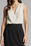 Black and White Bodycon Satin Polka Dot Midi Work Dress