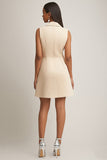 Champagne A Line Short Work Dress with Pockets
