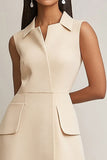 Champagne A Line Short Work Dress with Pockets
