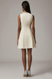 Ivory Short A Line Work Dress with Pockets