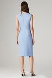 Sky Blue V-Neck Bodycon Midi Work Dress