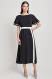 Black A Line Long Work Dress with Sleeves