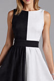 Black Boat Neck A Line Chiffon Midi Formal Dress