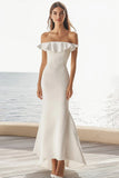 Ivory Off the Shoulder Mermaid Long Engagement Dress