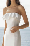 Ivory Strapless Maxi Mermaid Rehearsal Dinner Dress with Ruffles