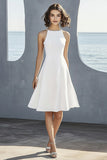 Simple Ivory Satin Halter Short Bridal Shower Dress