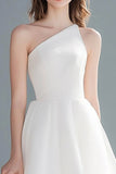 Ivory One Shoulder Organza Midi Bachelorette Dress