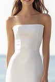 Satin Bodycon Ivory Strapless Rehearsal Dinner Dress