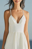 Ivory Spaghetti Straps Maxi A Line Rehearsal Dinner Dress