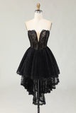 Strapless A-Line Black Cocktail Dress