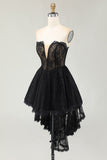 Strapless A-Line Black Cocktail Dress