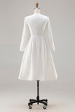 A Line Round Neck Midi Ivory Work Dress