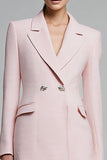 Pink Notched Lapel Pencil Short Blazer Dress