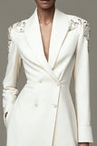 Sparkly Ivory Shawl Lapel Short Blazer Dress