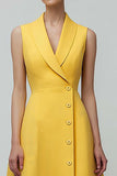 Shawl Lapel Single Breasted Midi Yellow Blazer Dress